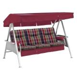 Kettler /KETTtex-Exklusiv® Hollywood-Schaukelauflage 56/64x180x8cm mit Dach und Armlehnen, blau/rot kariert #1