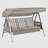 Kettler /KETTtex-Exklusiv® Hollywood-Schaukelauflage 56/64x180x8cm mit Dach und Armlehnen, grau/weiss gestreift #1