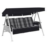 Kettler /KETTtex-Exklusiv® Hollywood-Schaukelauflage 56/64x180x8cm mit Dach und Armlehnen, anthrazit-beige-kariert #1