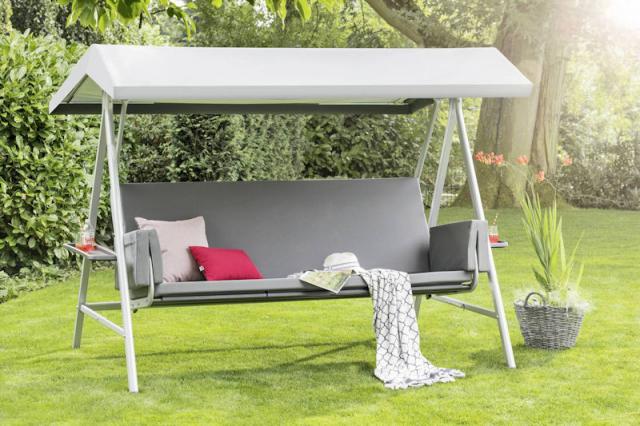 Kettler /KETTtex-Exklusiv® Hollywoodschaukel-Auflage Paradise inkl. Dach und Armpolster, wetterfest, hellgrau #1