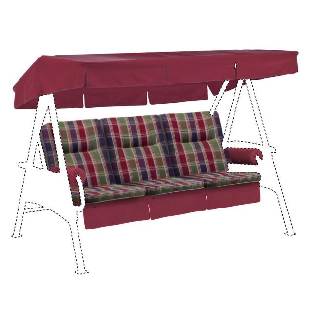Kettler /KETTtex-Exklusiv® Hollywood-Schaukelauflage 56/64x180x8cm mit Dach und Armlehnen, blau/rot kariert #1