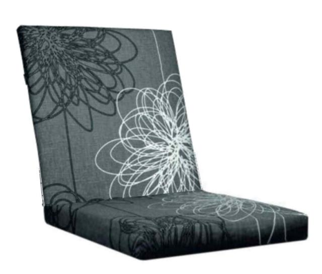 Kettler / KETTtex-Exklusiv® Comfort Niederlehner Auflage 100x50x4/7cm, anthrazit floral, mit 7 cm Sitzpolster und Reißverschluß #1