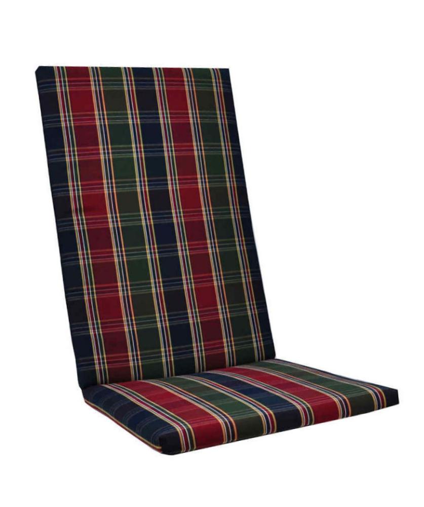 KETTtexExklusiv® Hochlehner Auflage 123x50x4cm, rotblaugrünkariert