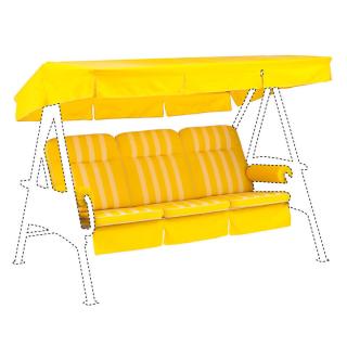 Kettler /KETTtex-Exklusiv® Hollywood-Schaukelauflage 56/64x180x8cm mit Dach und Armlehnen, gelb/altweiss gestreift