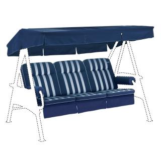 Kettler /KETTtex-Exklusiv® Hollywood-Schaukelauflage 56/64x180x8cm mit Dach und Armlehnen, blau/altweiss gestreift