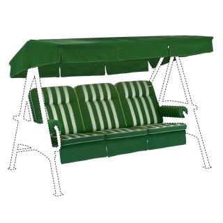 Kettler /KETTtex-Exklusiv® Hollywood-Schaukelauflage 56/64x180x8cm mit Dach und Armlehnen, grün gestreift