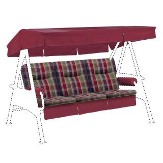 Kettler /KETTtex-Exklusiv® Hollywood-Schaukelauflage 56/64x180x8cm mit Dach und Armlehnen, blau/rot kariert
